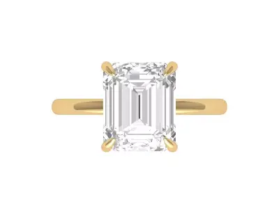 Emerald Solitaire Ring 3D print model 12
