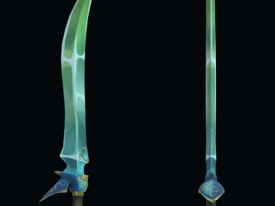 Handpainted Fantasy Elven Sword Low-poly 3D model Low-poly 3D model