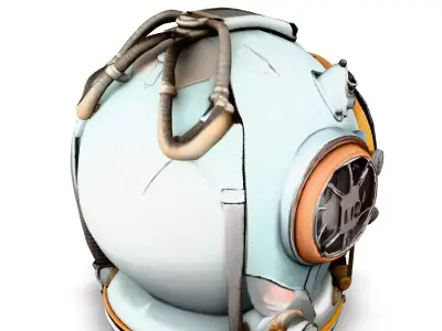 Retro SciFi Diving Helmet 3D Model Low-poly 3D model