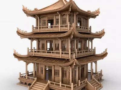 Eastern Pagoda High Detail 3D model