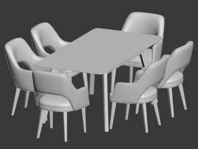 Dining Set table and chairs 3D model purchase