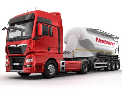 Truck with Silo Trailer 3D model