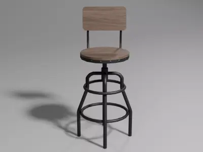 Industrial Style Bar Stool Low-poly 3D model