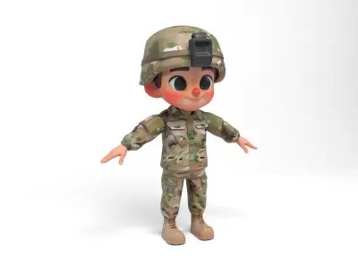North american soldier Low-poly 3D model