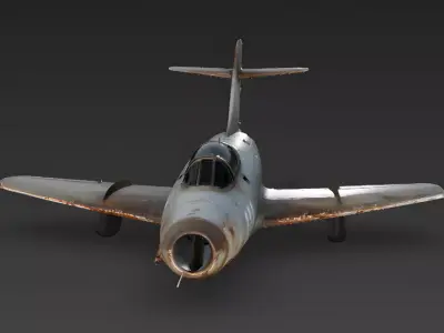 Realistic Abandoned Cold War Jet Fighter 3D Model Low-poly 3D model