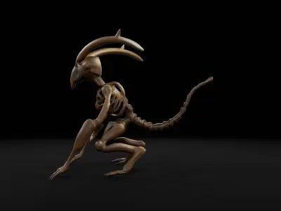 Metallic Imp - Sci-Fi Creature 3D Model for Games Animation Low-poly 3D model