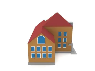 Game Ready School building Low-poly 3D model