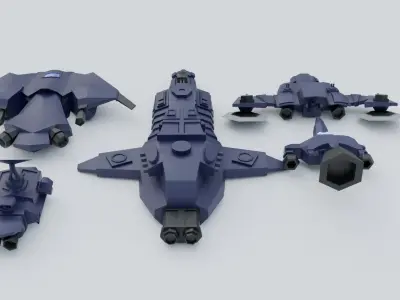 Low Poly Spaceship Pack Low-poly 3D model purchase
