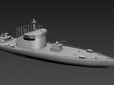 Navy O coast guard Boat or ship Low-poly 3D model