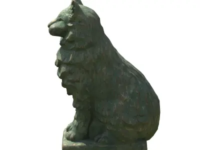 Furred cat rusted statues Low-poly 3D model