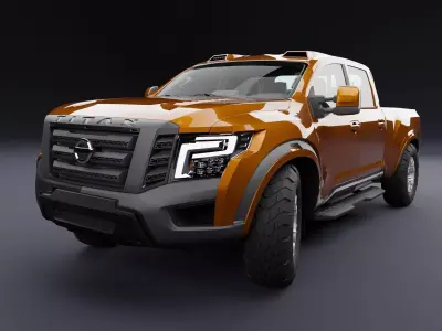 Nissan 4x4 Car Metallic Orange Dark Low-poly 3D model