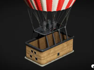 Hot Air Balloon Low-poly 3D model 13