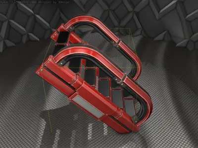 Sci-Fi Stairs - 11- Red Version Low-poly 3D model