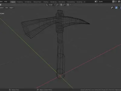 Pickaxe - low-poly hand-painted 3D model Low-poly 3D model