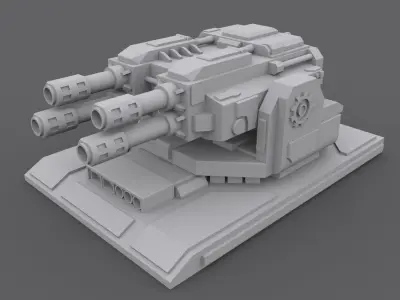 Turret machine gun Low-poly 3D model