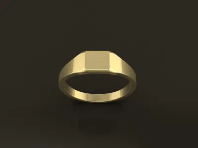 Dainty Thin Signet Ring Square Mix Size 3D print model