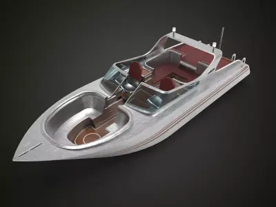 Speedboat Aluminium Low-poly 3D model