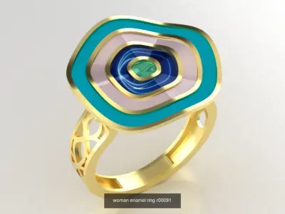 woman enamel ring 3 part collection  3D Model Pack