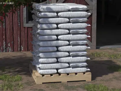 Stack of Bags with Bulk Material on Pallet 3D model