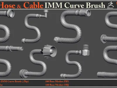 100 Hose and Cable IMM Curve Brush VOL01 Low-poly 3D model