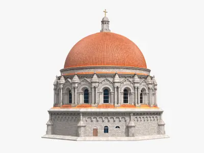  Neo-Byzantine Style Church with Arched Windows and Tile Roof 