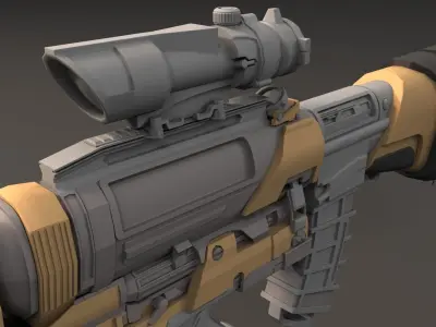 Modern Rifle Low-poly 3D model