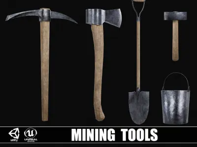 Collection of 15 Mine Items 3D Model Pack