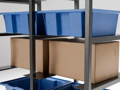 Industrial Storage Cart with Crates 3D model