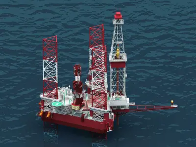 Jack Up Drilling rig  Low-poly 3D model