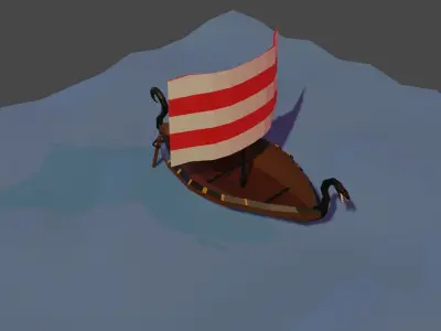 low poly ship viking Free low-poly 3D model