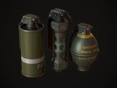 Smoke Flash Grenade Low-poly 3D model