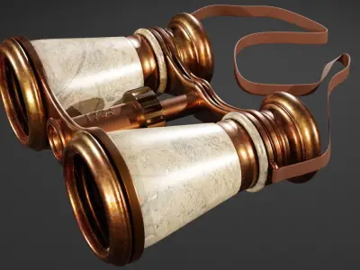 Antique Binoculars Low-poly 3D model