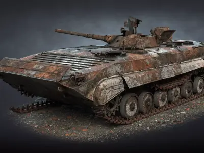 BMP-1 Destroyed Game Ready Low-poly 3D model