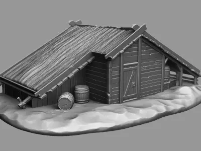 Medieval hut 3D print model