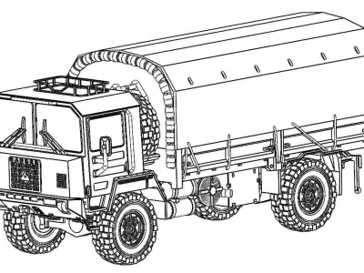 SAURER 6DM 4x4 tactical military truck 3D print model