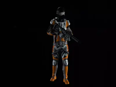 Robot Soldier - Assault Soldier Low-poly 3D model 6