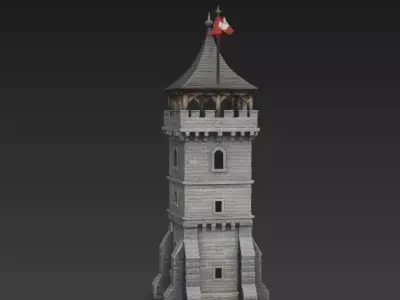 Medieval Stone Watchtower  Realistic Photogrammetry 3D Model 3D model