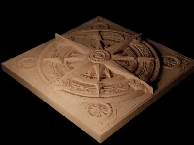 Compass Rose CNC 3d Print High Relief Sand Casting 3D print model