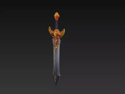 Epic Stylized Fantasy Sword 3D Model - Ornamental Heroic Blade Free 3D model