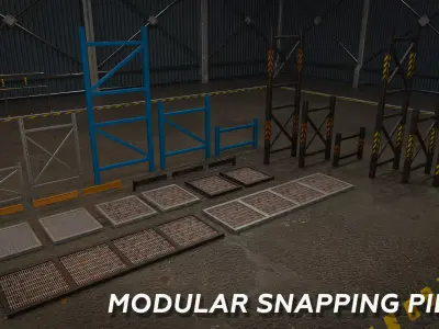 Modular Warehouse Racking and Props Pack Low-poly 3D model