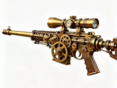 Chrono-Precision Clockwork Sniper Rifle 3D Model Low-poly 3D model