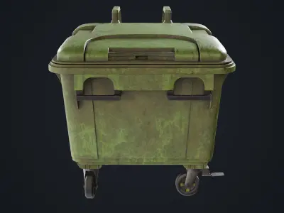 Old Dirty Dustbin All PBR Unity UE Textures Included Low-poly 3D model