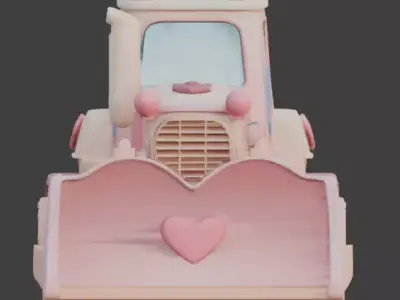 Stylized 3D Valentine  Bulldozer Model Low-poly 3D model
