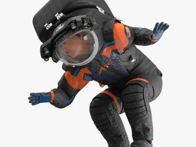 Astronaut Wearing NASA Axiom Spacesuit Rigged 3D model
