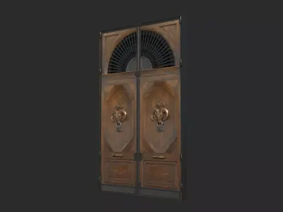 European and American retro luxury wooden doors 3D model