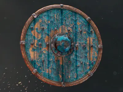 Viking Shield Low-poly 3D model 12