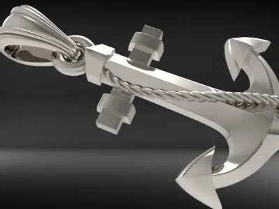 MENS ANCHOR PENDANT NECKLACE ROPE DESIGN JEWELRY  3D print model