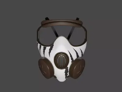 Brown White Realistic Gas Mask Free 3D model