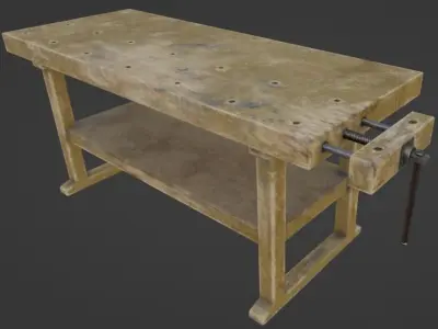 Workbench carpentry table Low-poly 3D model