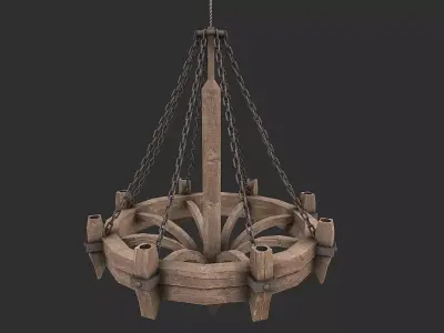 Medieval Environment Props 3 Chandeliers Pack Low-poly 3D model